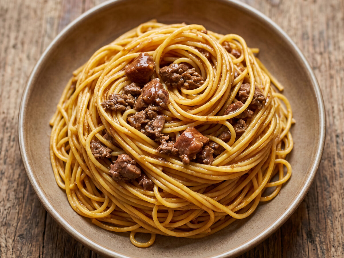 Tajarin al sugo di carne e fegatini