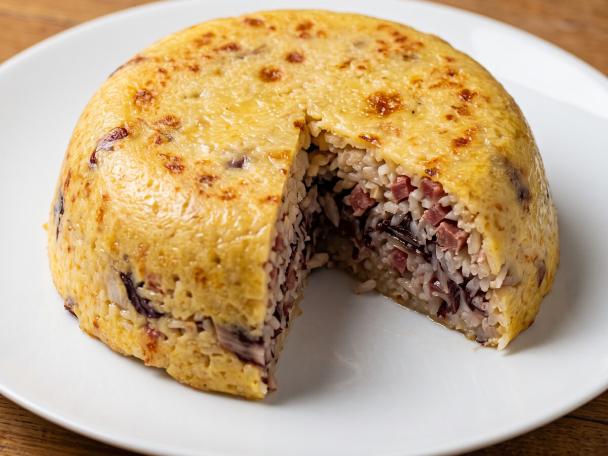 Timballo di riso con radicchio e Prosciutto di Modena