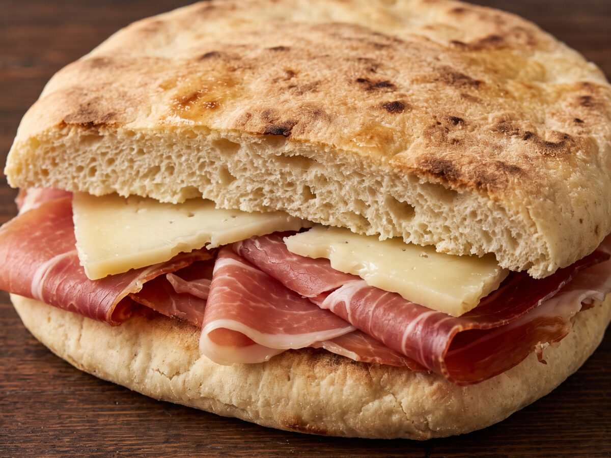 Torta al testo mit Prosciutto und Pecorino