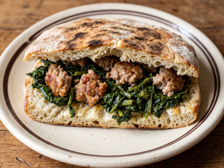 Torta al testo mit Salsiccia und Cicoria