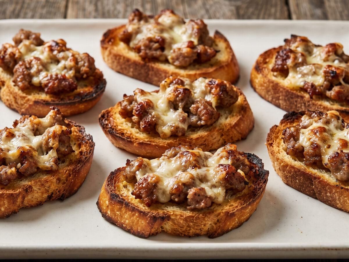 Toskanische Crostini mit Salsiccia und Stracchino