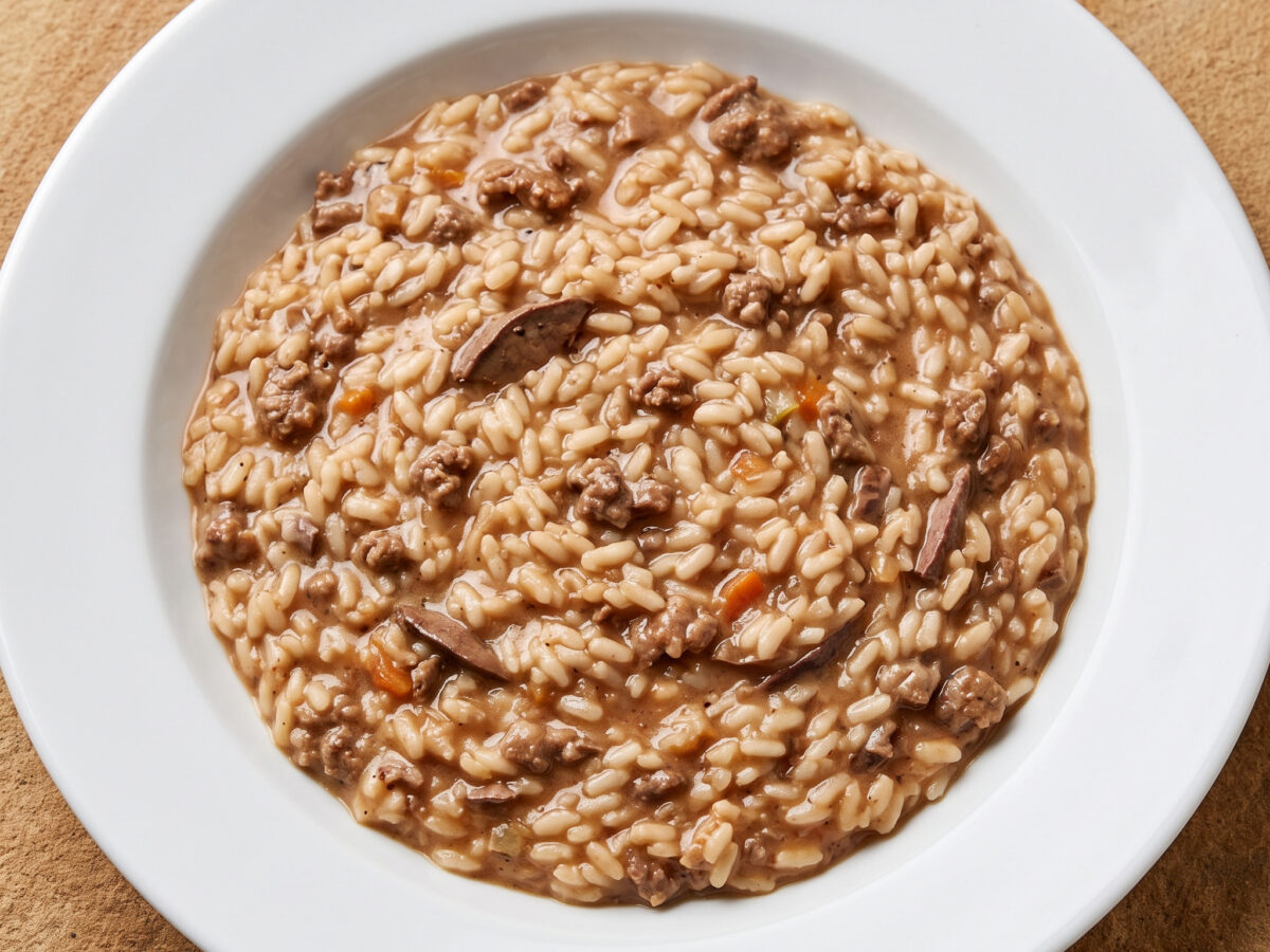 Toskanisches Risotto mit kräftigem Fleischsugo
