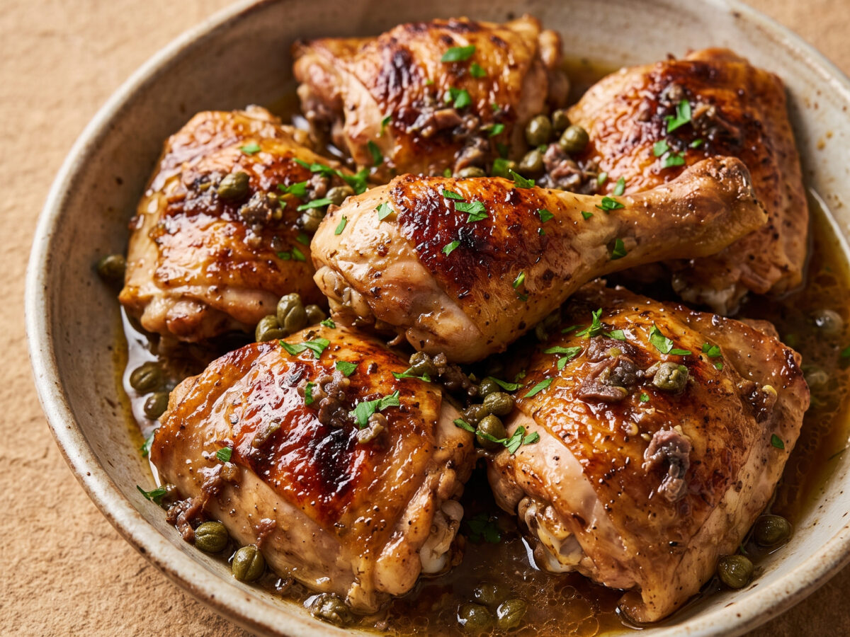 Würziges Huhn mit Kapernfond