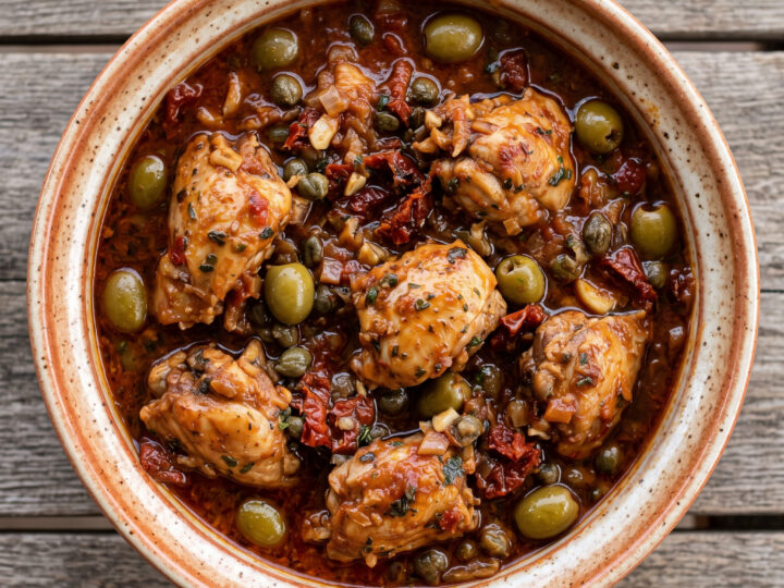 Zartes Kaninchen, kräftiger Sugo