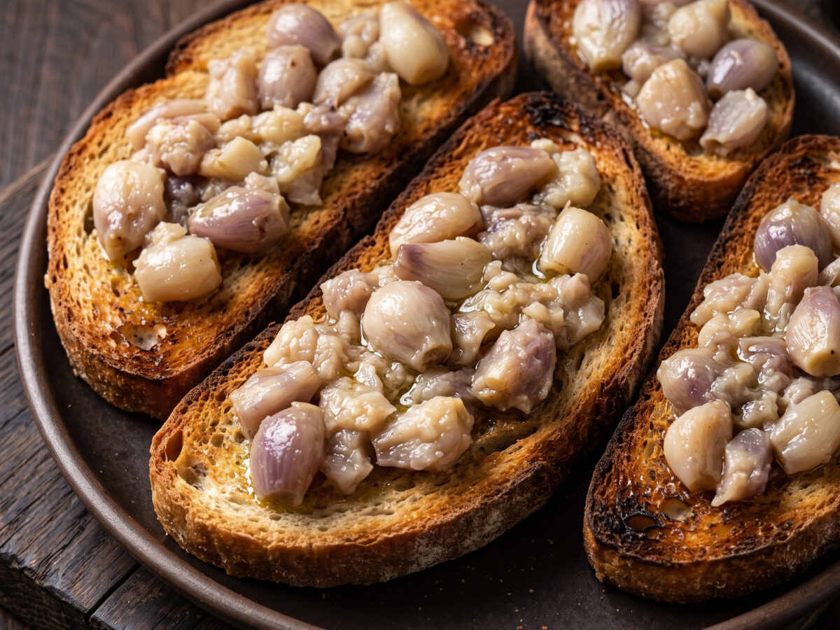 Bruschetta con lampascioni aus Apulien