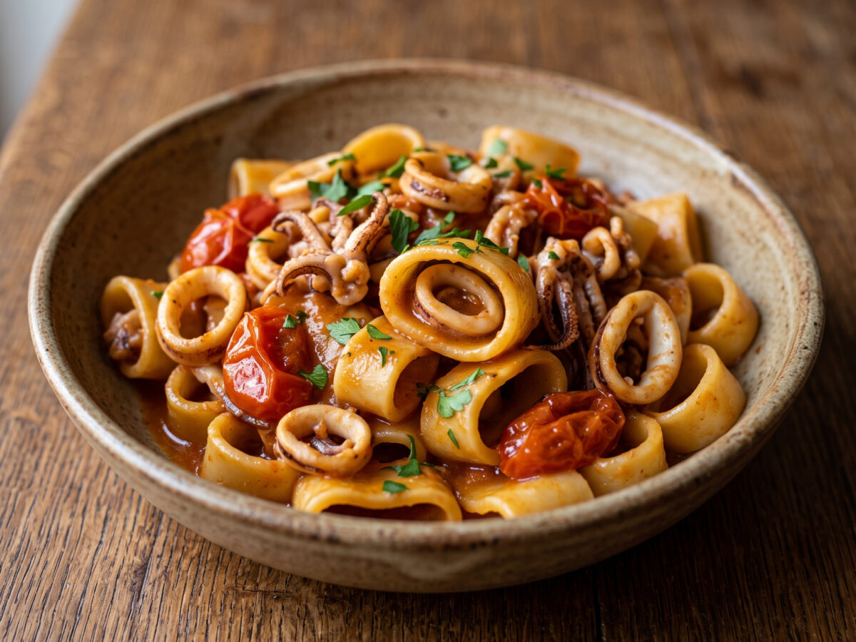 Calamarata con calamari aus Kampanien