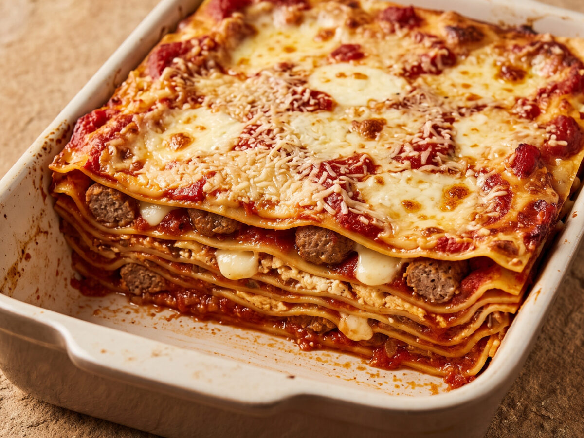 Lasagne napoletane mit Ricotta und Polpettine