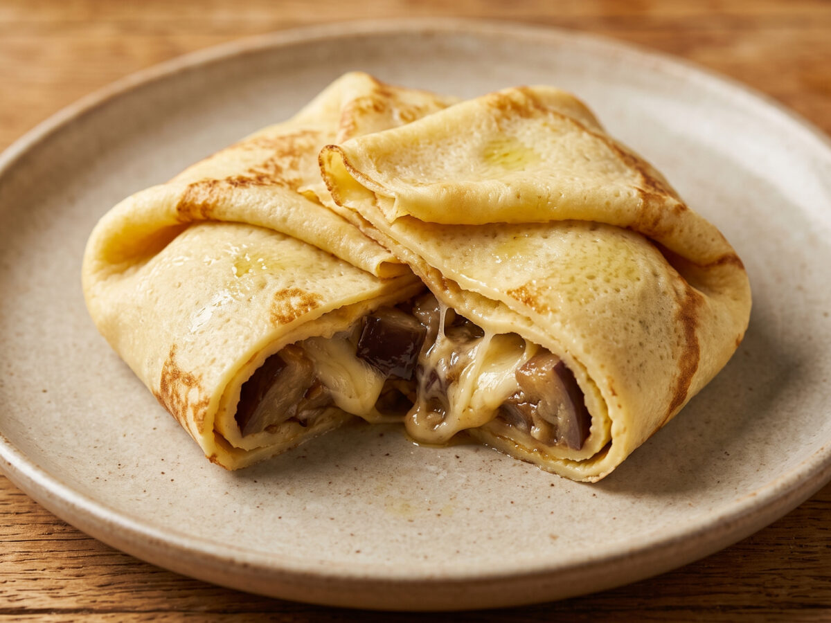Lombardische Crespelle-Fagottini mit Aubergine