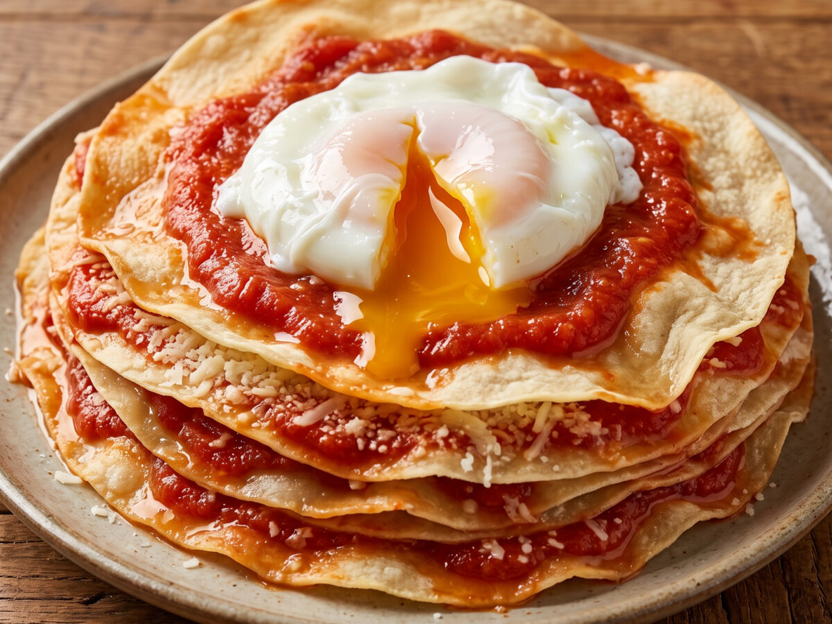 Pane frattau mit pochiertem Ei