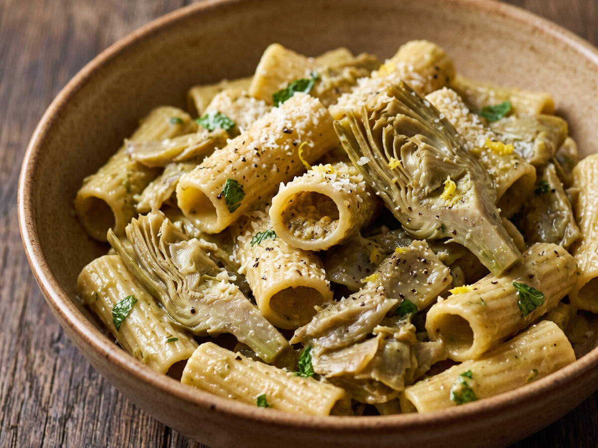 Pasta con carciofi cremosa