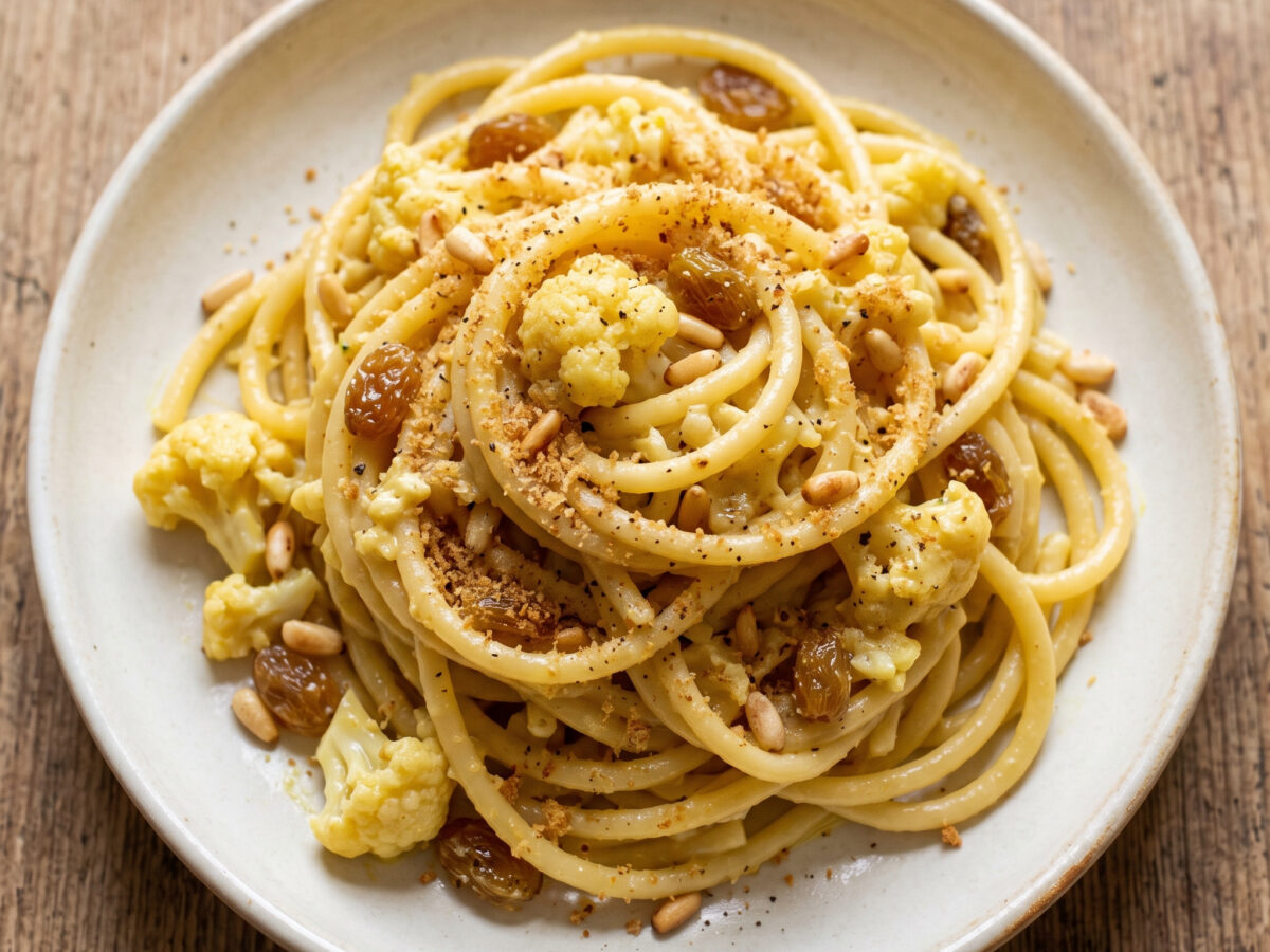Pasta con i broccoli arriminati aus Sizilien