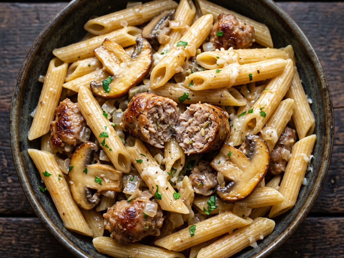 Pasta con salsiccia e funghi