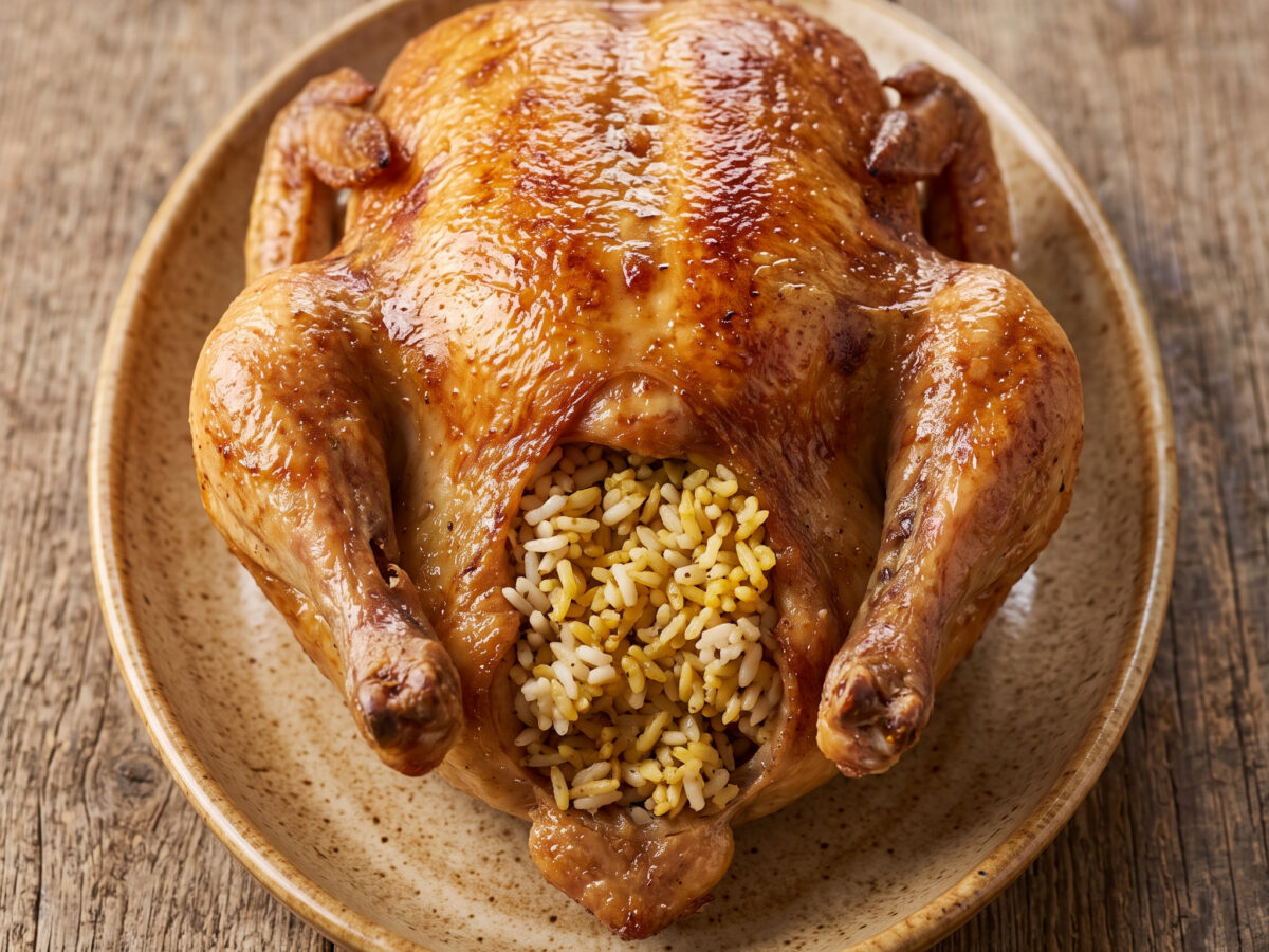 Pollo ripieno di riso aus dem Ragusano