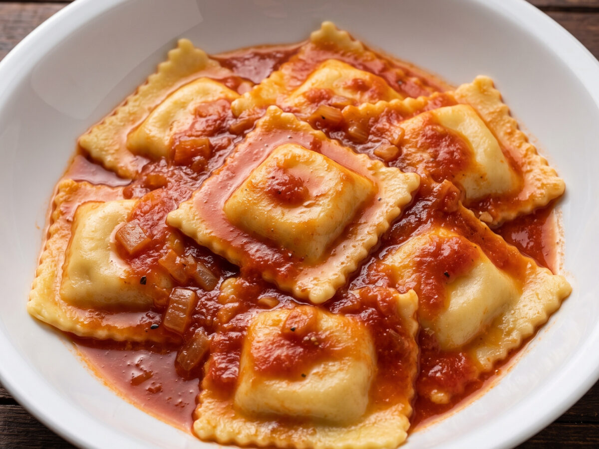 Ravioli di pesce al sugo di pomodoro