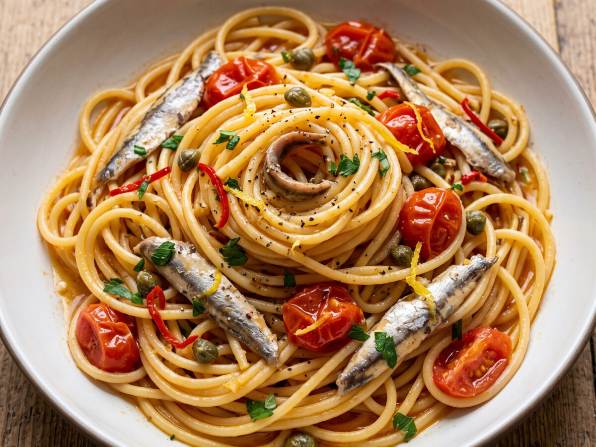 Spaghetti con le alici fresche aus den Marken
