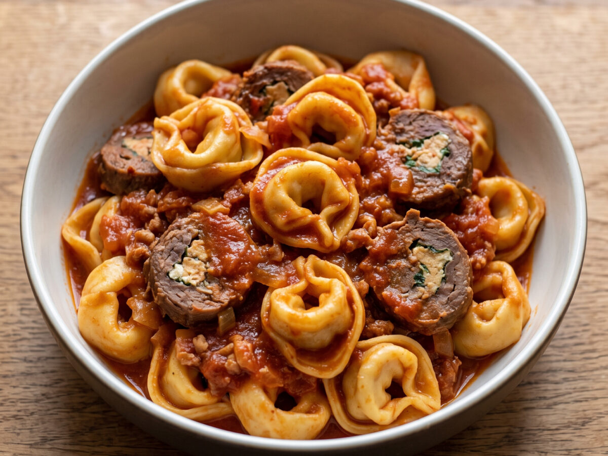 Tortellini al ragù mit apulischem Schmorragù